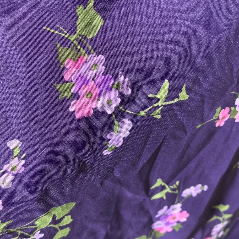 Vintage Y2K Fairy Babydoll Slip Dress Size M Purple Asymmetrical Hem Floral - Picture 7 of 12